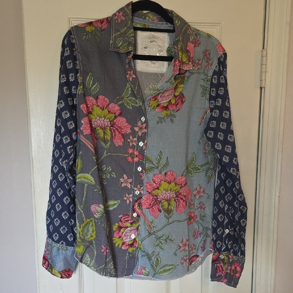 Floral Button Down Shirt - Multicolor